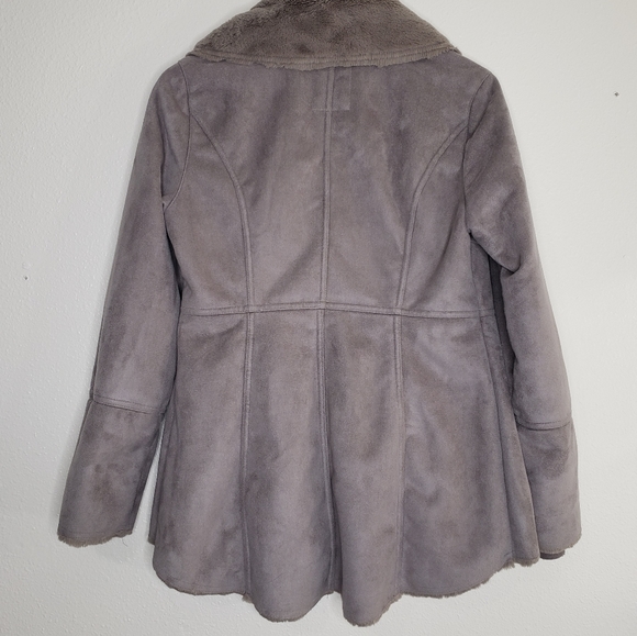 prAna Lilith Earth Gray Suede/Fur Coat Jacket Small - Picture 5 of 7